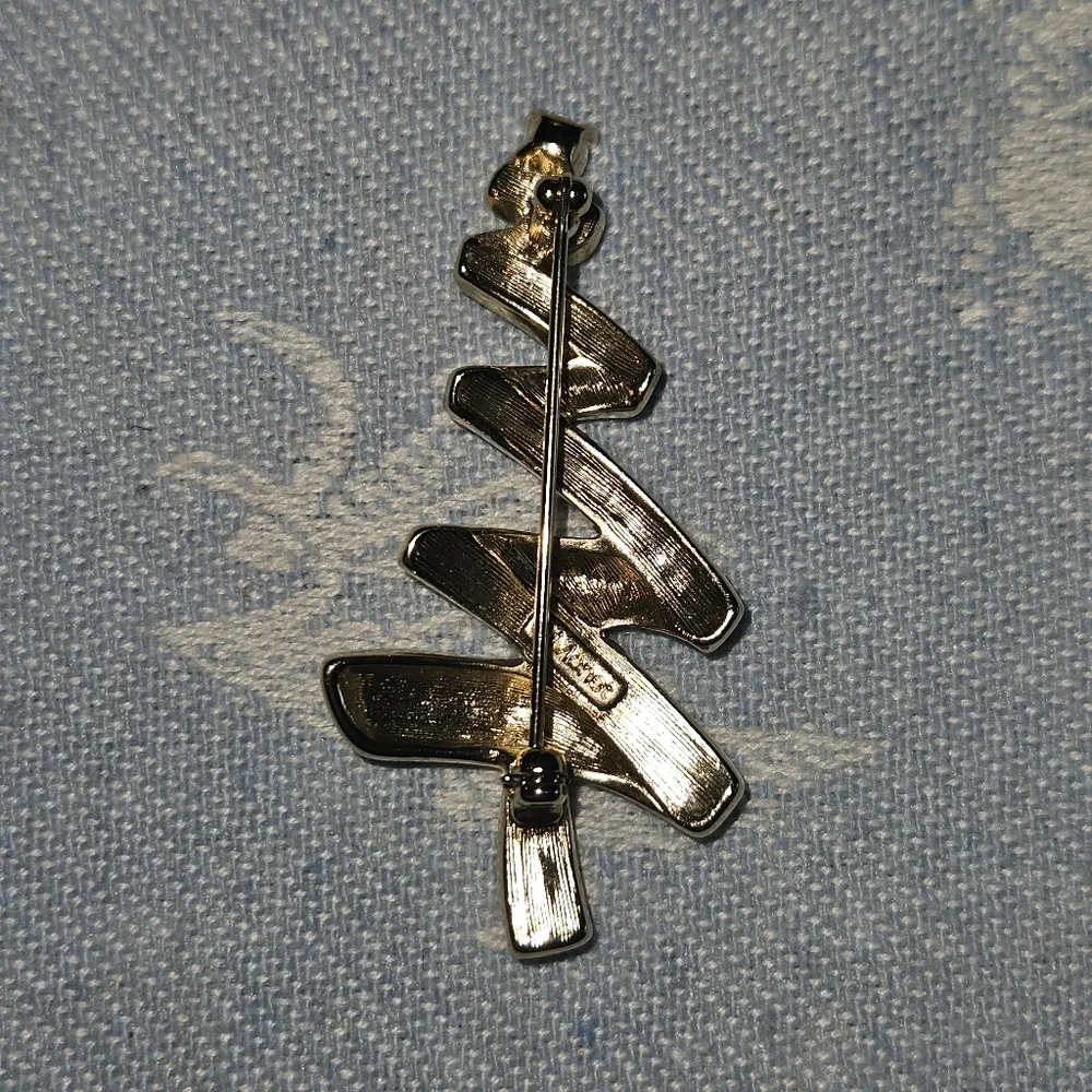 Monet Christmas Tree Brooch Goldtone and Rhinestones